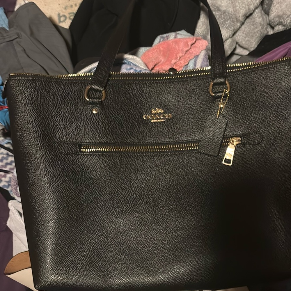 Black genuine coach tote